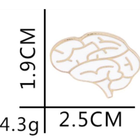 White Brain Pin Brooch Halloween - Picture 2 of 2